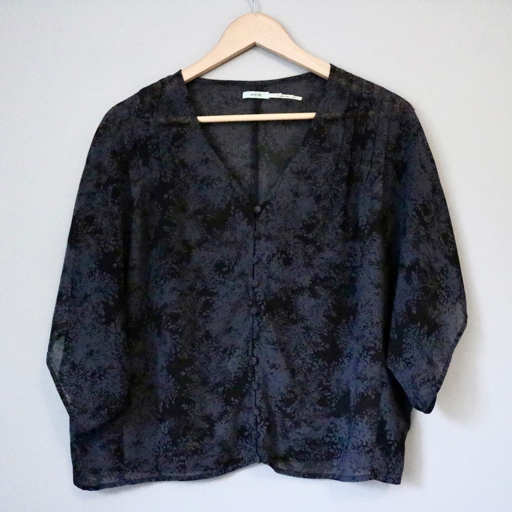 Urban Outfitters Black Grey Dolman Sheer Top